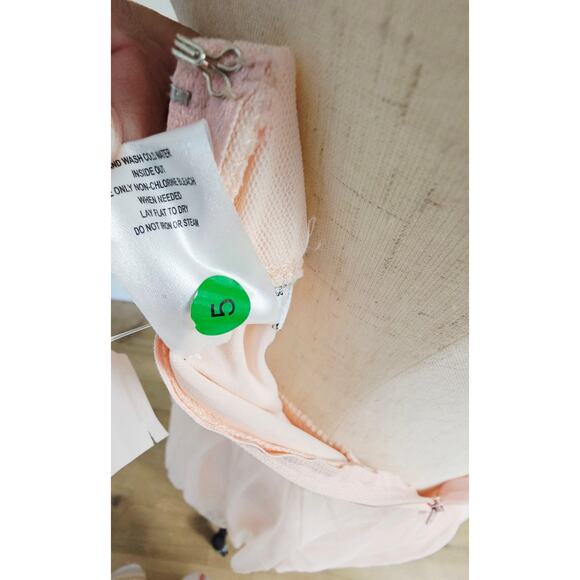 Vtg Deb Pastel Pink Sheer Mesh Chiffon High Low Mini Dress Fairy Whimsical 9 - Picture 9 of 12